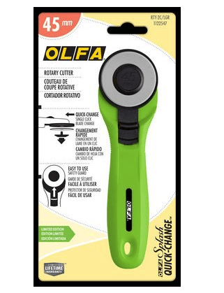 OLFA 45mm Quick Change Rotary Cutter Lime Green RTY2CLGR