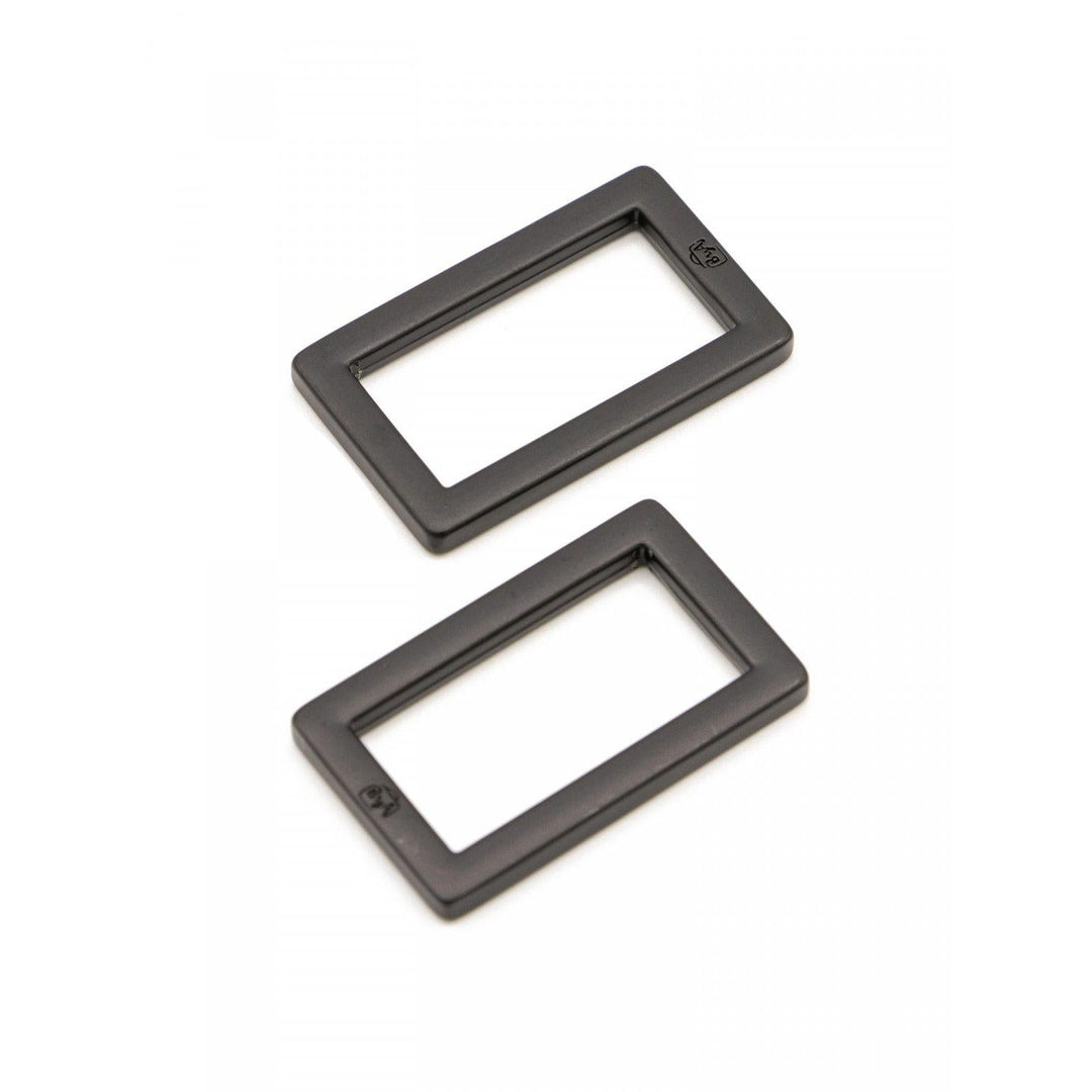 By Annie - Black Rectangle Ring Flat 1in set of 2 HAR1RRBMTWO