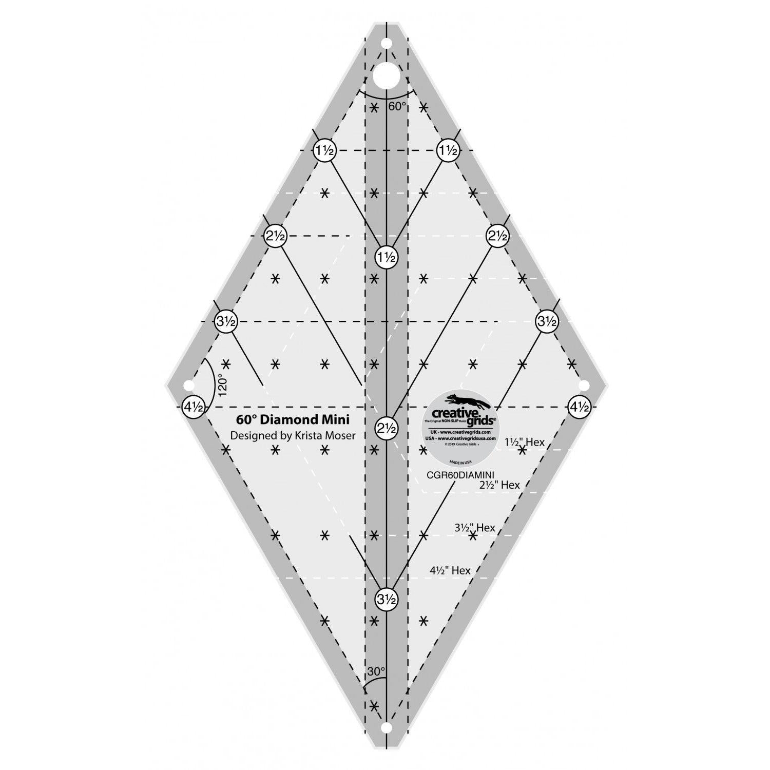 Creative Grids - 60 Degree Mini Diamond Ruler CGR60DIAMINI