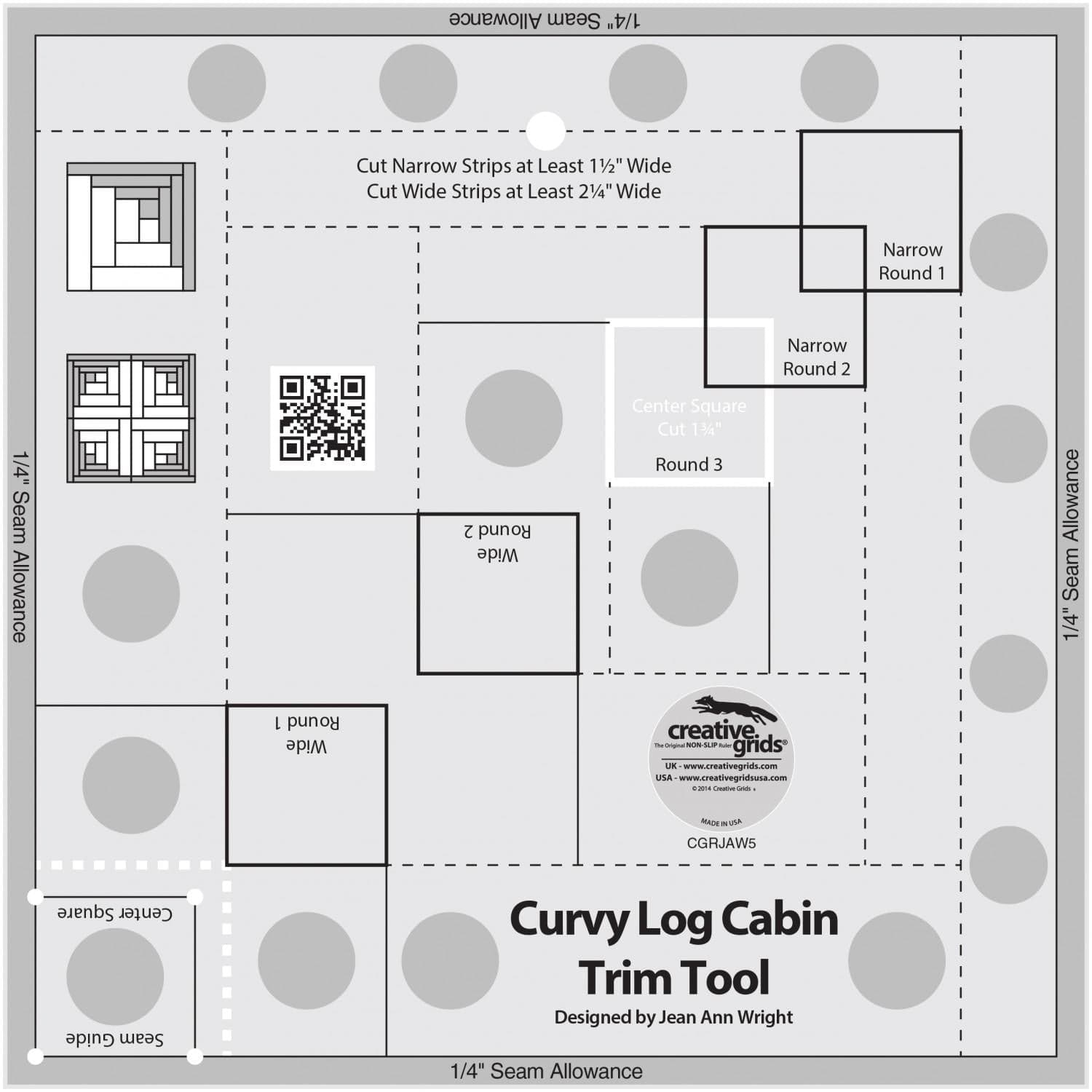 Creative Grids - Curvy Log Cabin Trim Tool for 8in Finished Blocks CGRJAW5