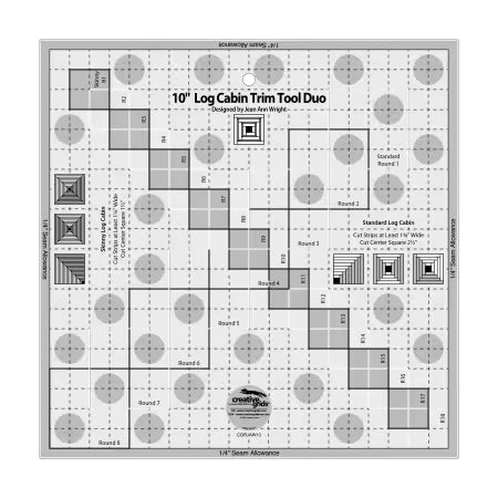 Creative Grids Quilt Ruler 10in Log Cabin Trim Tool Duo CGRJAW10