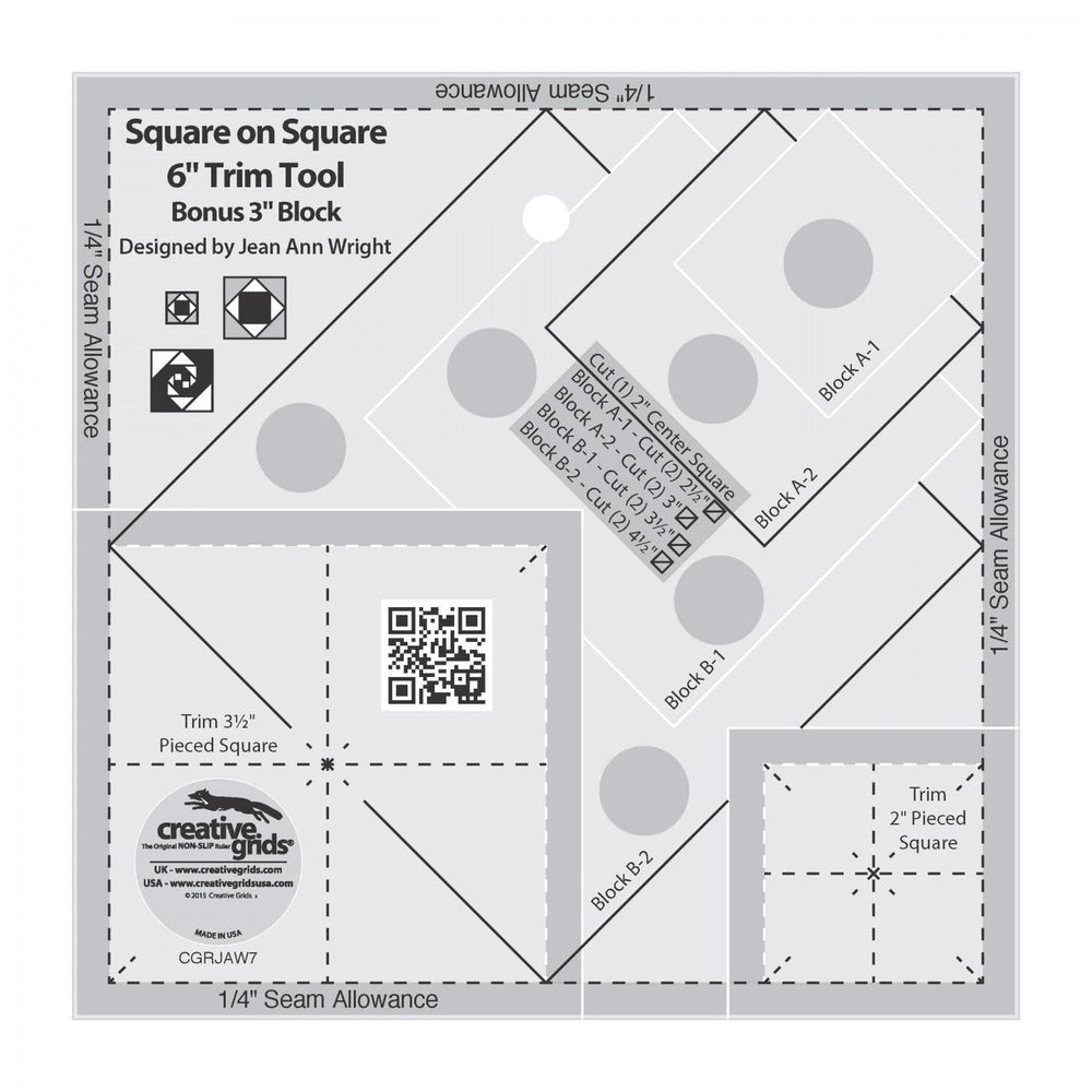 Creative Grids - Square on Square Trim Tool 3in or 6in Finished CGRJAW7