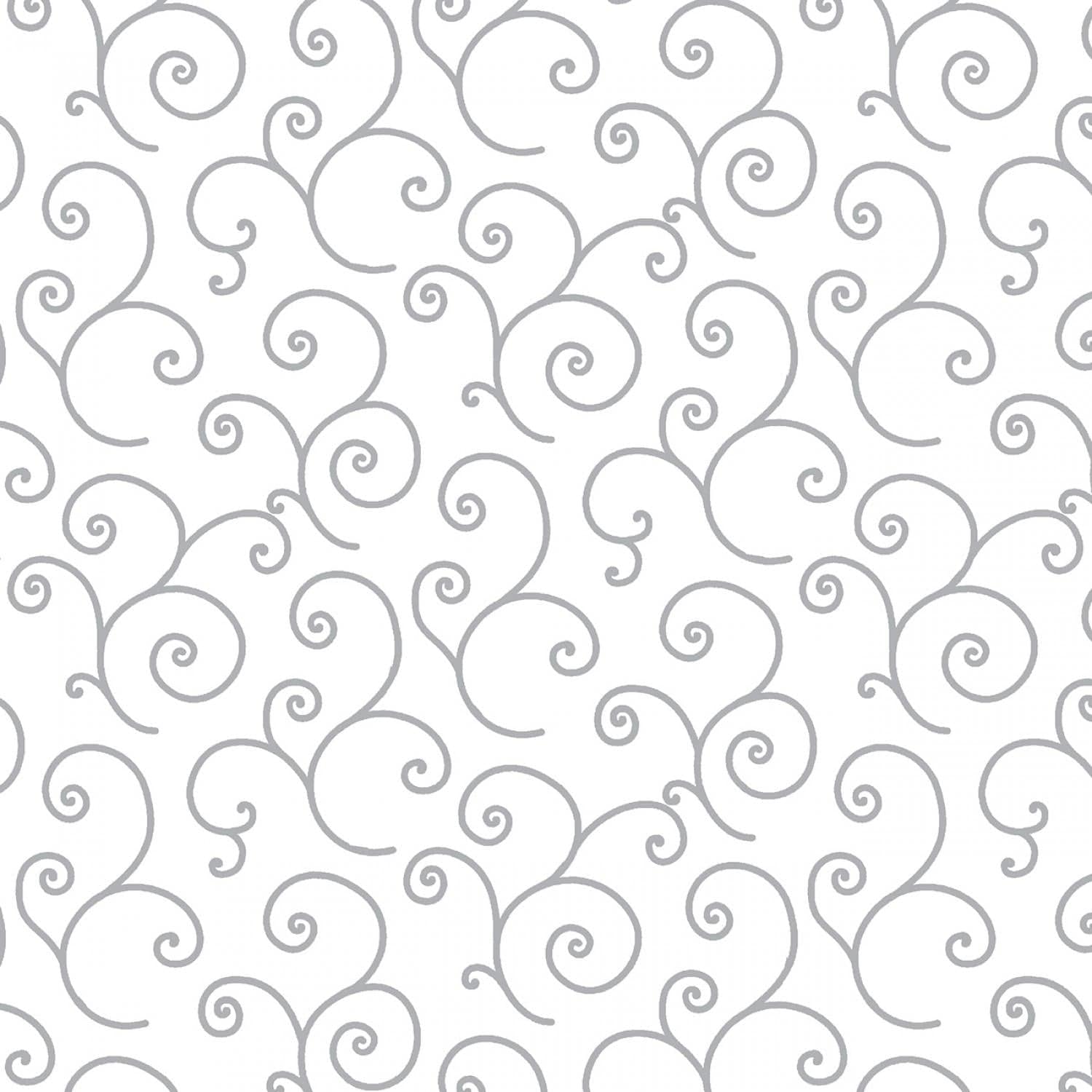 Maywood Studio - Kimberbell Basics - White/Grey Scroll 8243M-WK