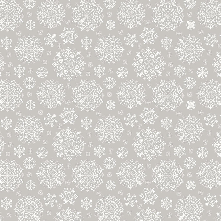 Peace & Joy - Snowflakes on Light Silver C111-2