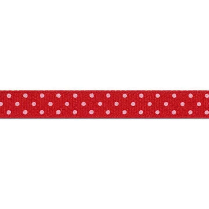 Swiss Dot Grosgrain Ribbon - 3/8in Red and White 794038-250