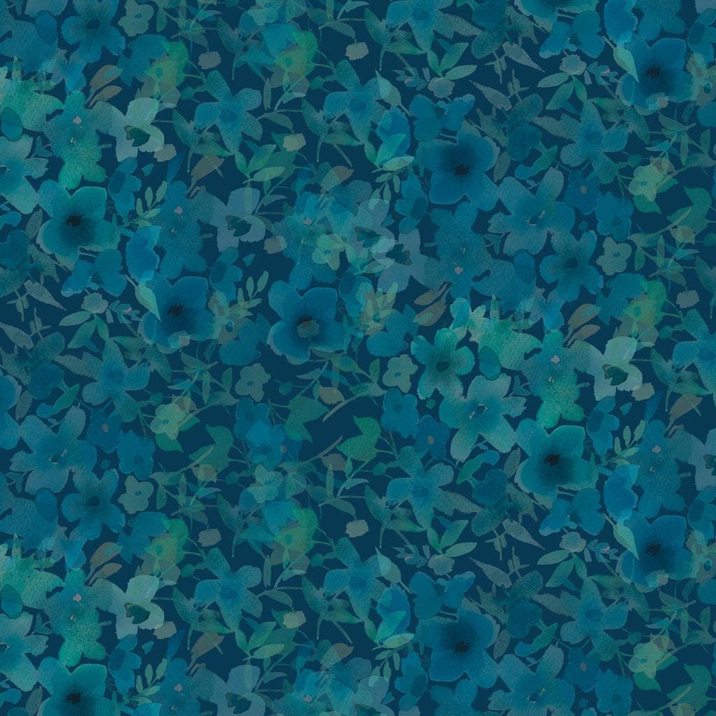 Blue Meadow - Flower Fancy Dark Teal Y3931-105