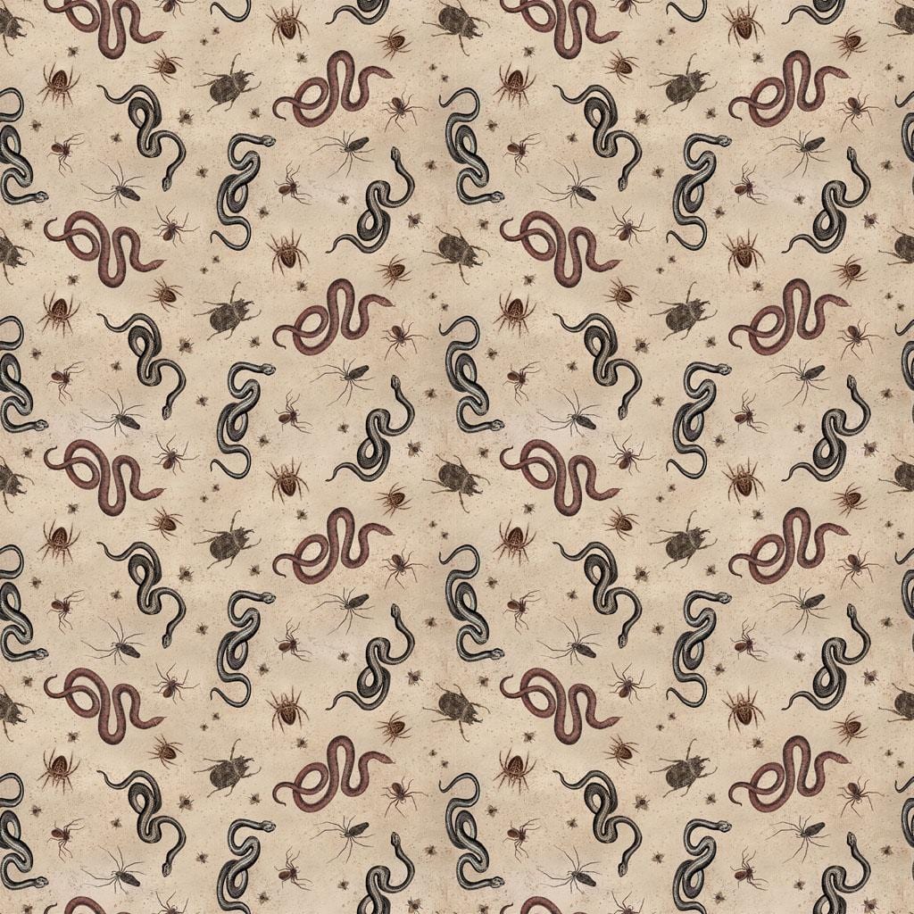 Gothic Halloween - Snakes & Bugs Khaki Y4443-12