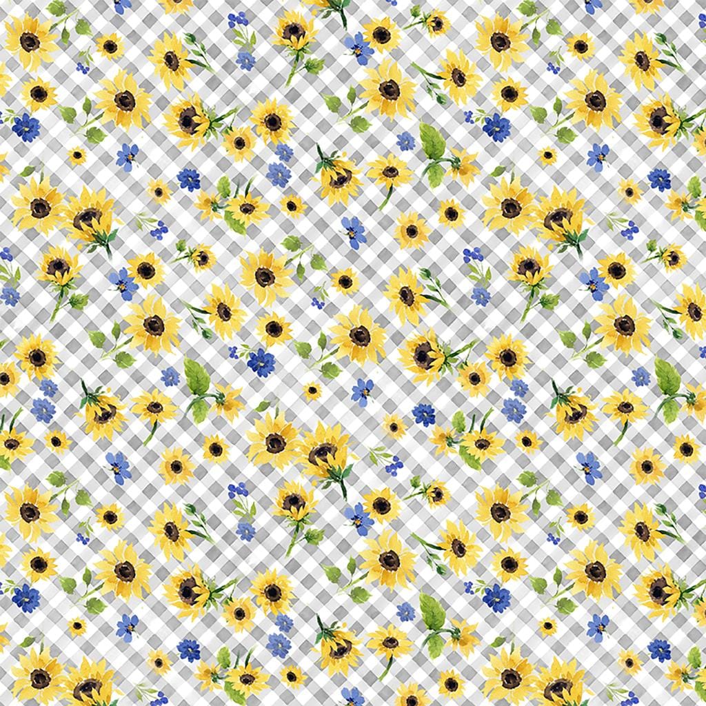 Sunflower Bouquets - Floral Check Gray Y3910-6