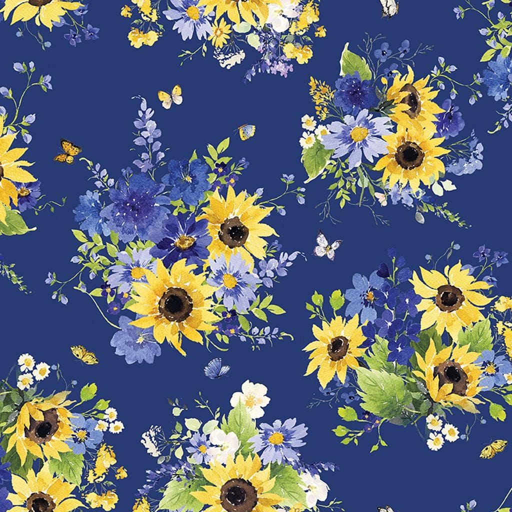 Sunflower Bouquets - Tossed Bouquets Dark Blue Y3908-30