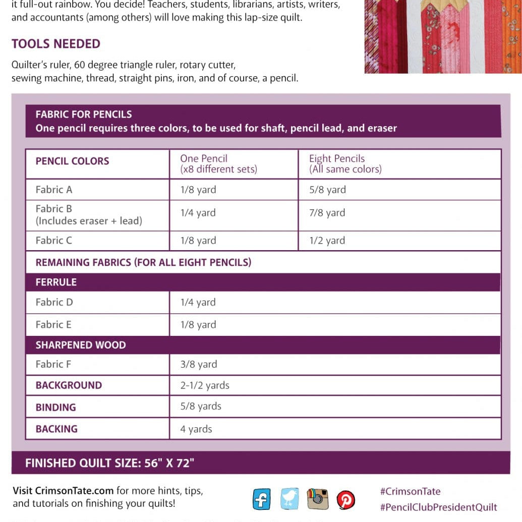 Pencil Club President - Quilt Pattern CTS116