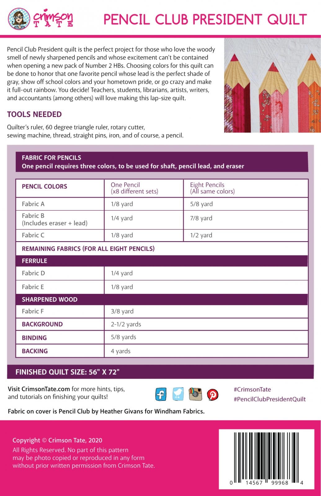 Pencil Club President - Quilt Pattern CTS116