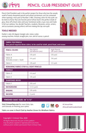 Pencil Club President - Quilt Pattern CTS116