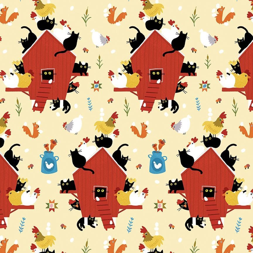 Cats In The Coop - Bok Bok Meow DLW3698-LEMON