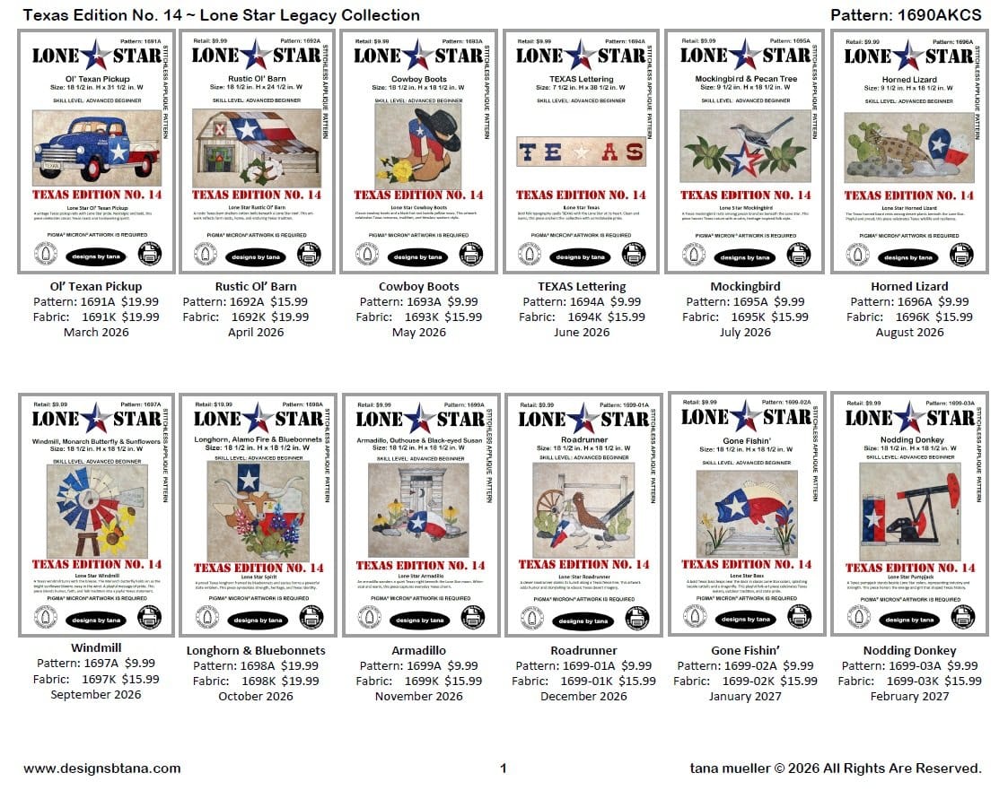 Lone Star Legacy - Complete set patterns only 1690ACS