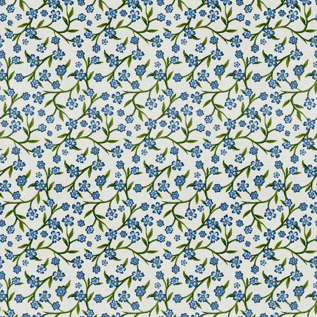 Floral Vines White Blue - Grandma's Wallpaper PSF120-26795
