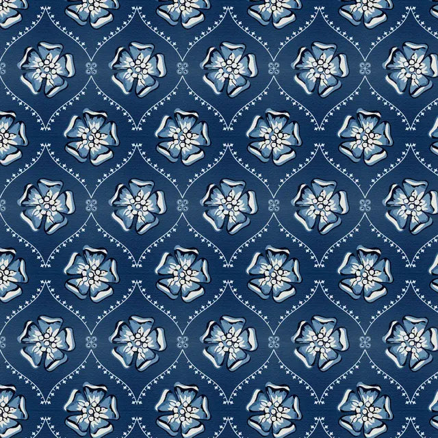 Flower Power Blue - Grandma's Wallpaper PSF120-26783