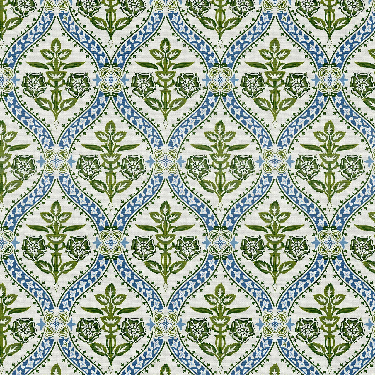Folk Damask Green - Grandma's Wallpaper PSF120-26777