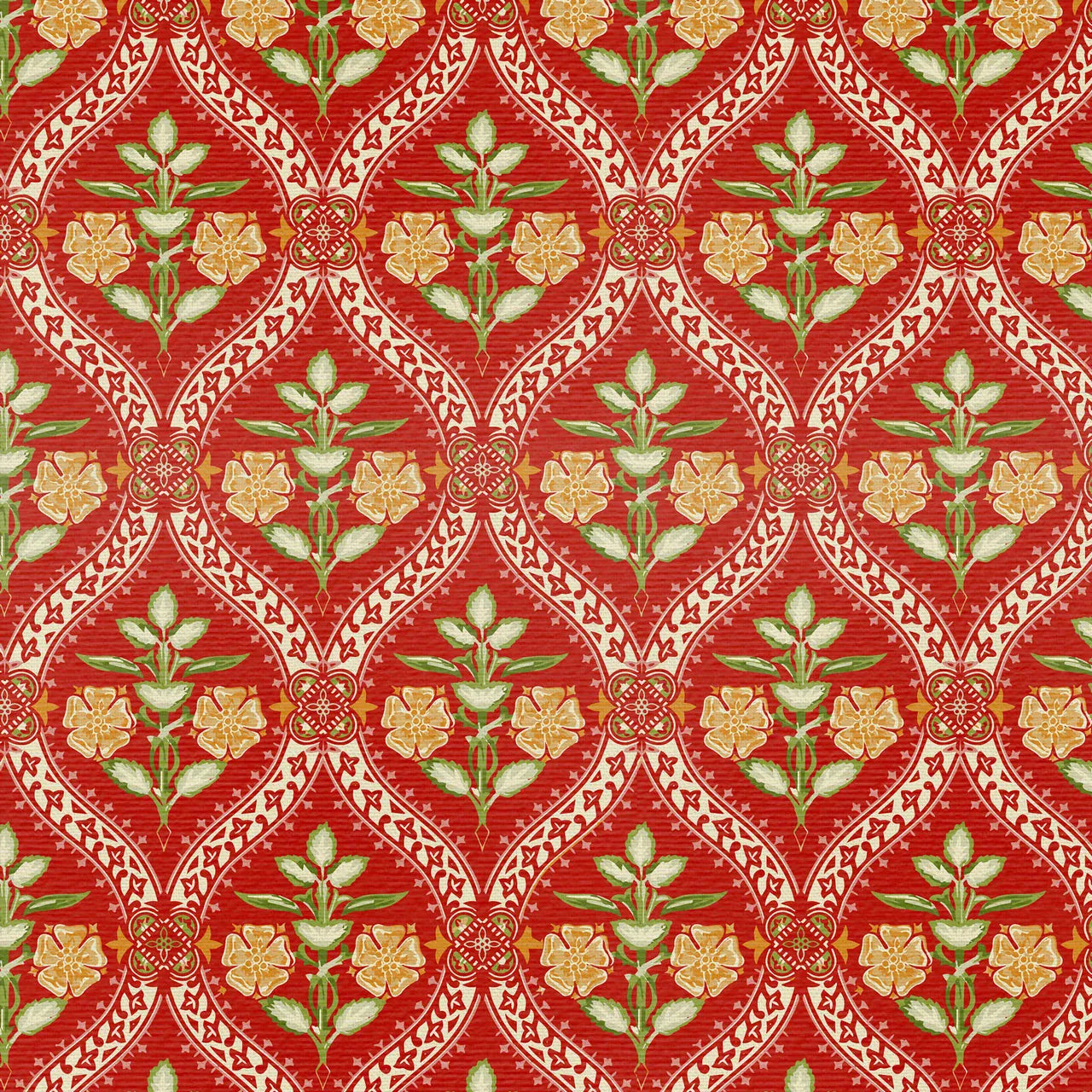 Folk Damask Red - Grandma's Wallpaper PSF120-26776