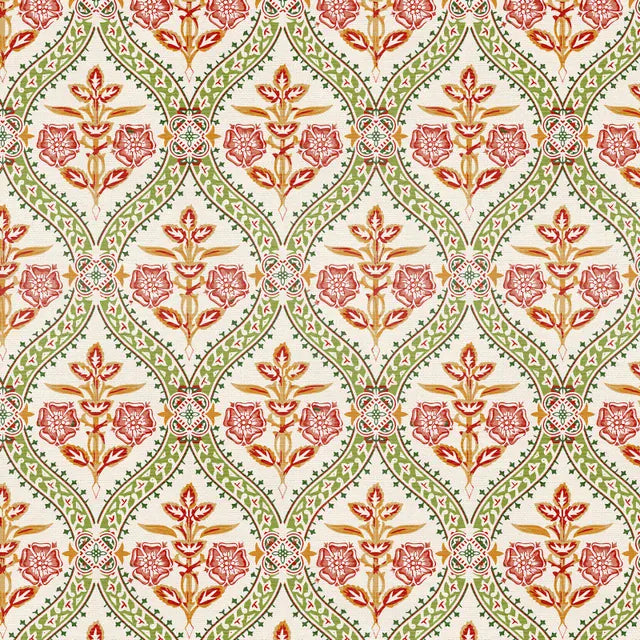 Folk Damask White Red - Grandma's Wallpaper PSF120-26775