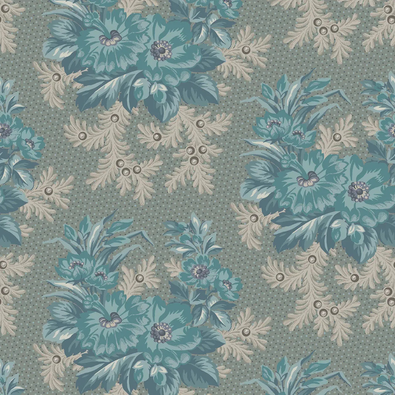 Large Floral Clusters Tan - Midnight Bloom MAS11260-TQ