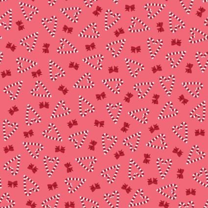 A Quilty Little Christmas - Candy Cane Hearts Red MAS10578-R