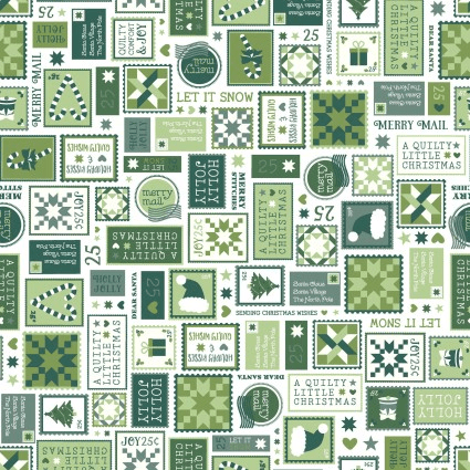 A Quilty Little Christmas - Letters Green MAS10575-G