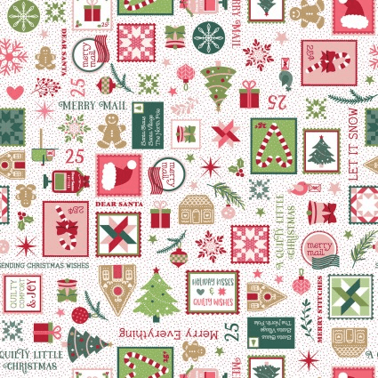 A Quilty Little Christmas - Merry Mail White MAS10574-W