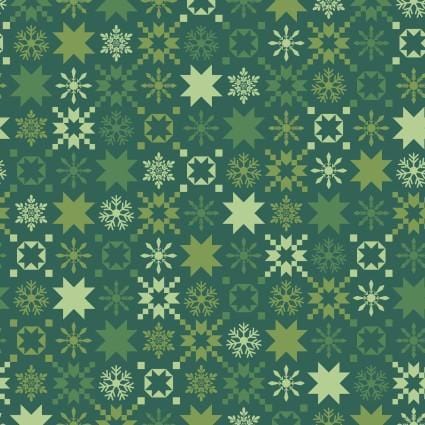 A Quilty Little Christmas - Snowflake Green MAS10577-G