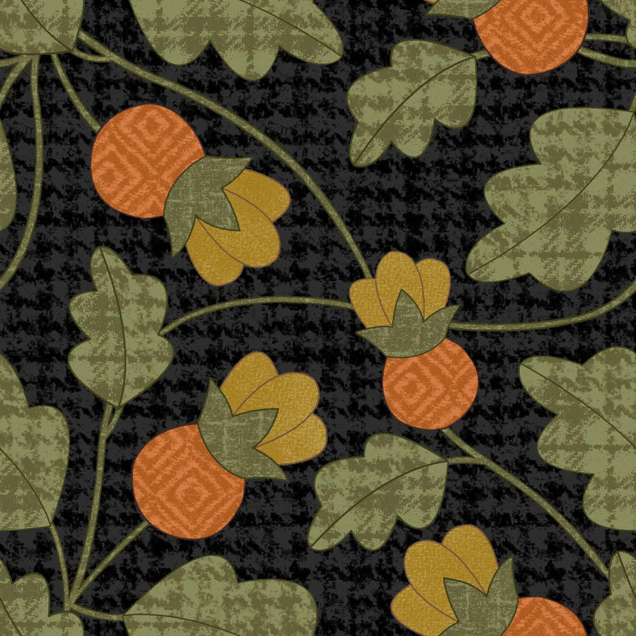 Autumn Harvest Flannel - Pumpkin Vine Black MASF9952-J