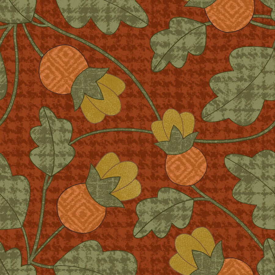 Autumn Harvest Flannel - Pumpkin Vine Orange MASF9952-O