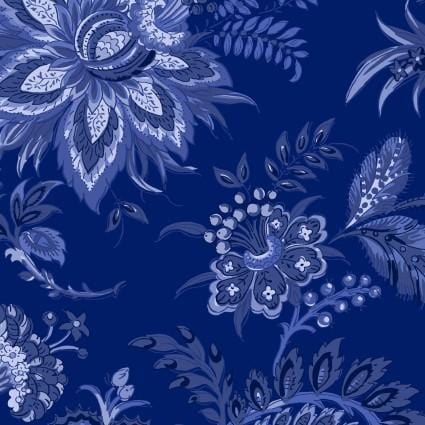 French Quarter - Large Floral Dark Blue MAS10600-B