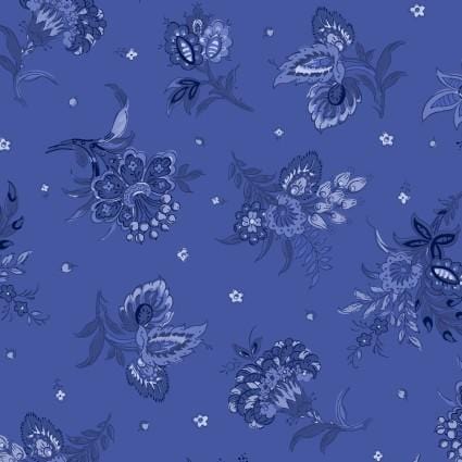French Quarter - Medium Floral Medium Blue MAS10602-B