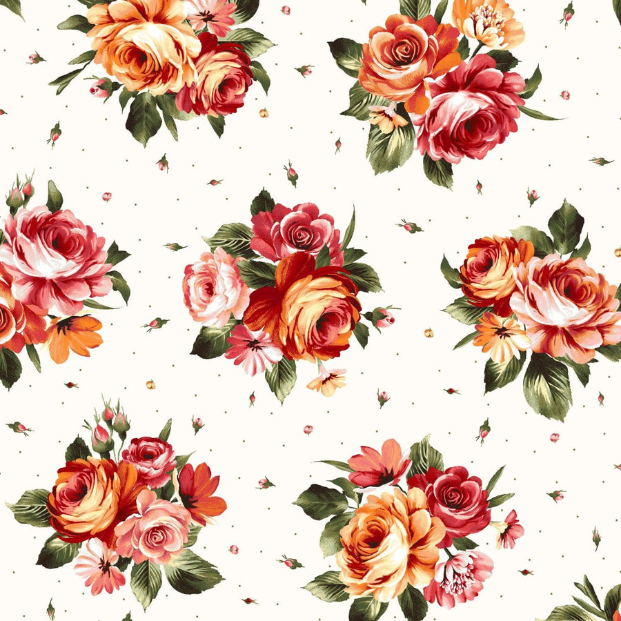 Harvest Rose Flannel - Bouquets Cream MASF10631-E