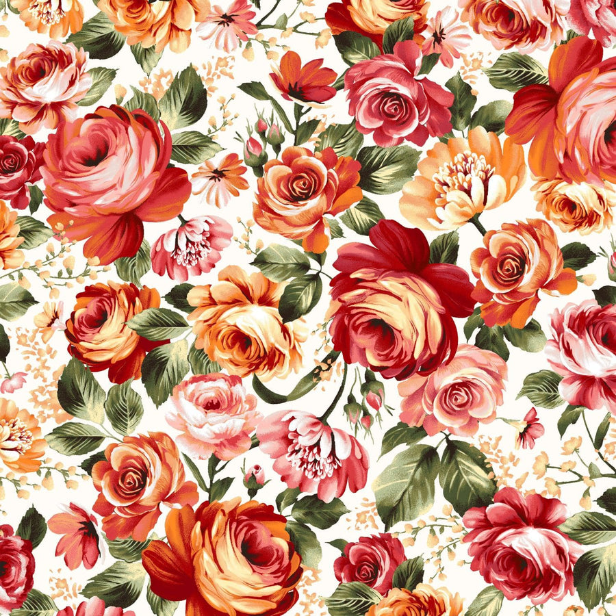 Harvest Rose Flannel - Bouquets Cream MASF10630-E