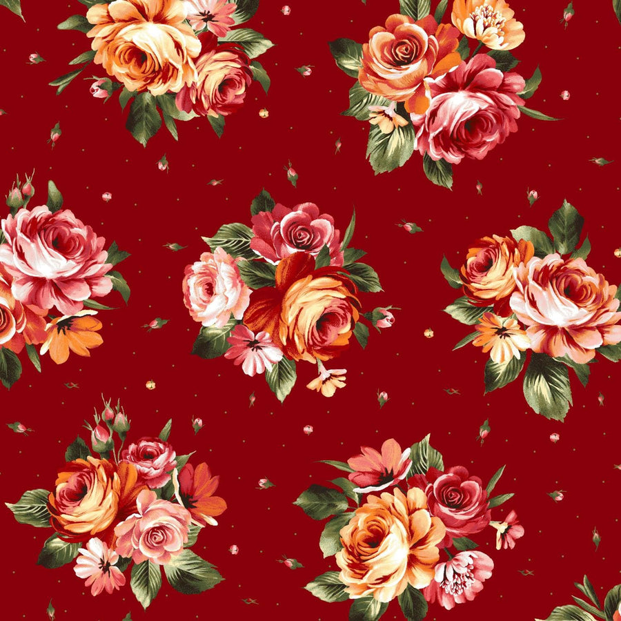 Harvest Rose Flannel - Bouquets Red MASF10631-R