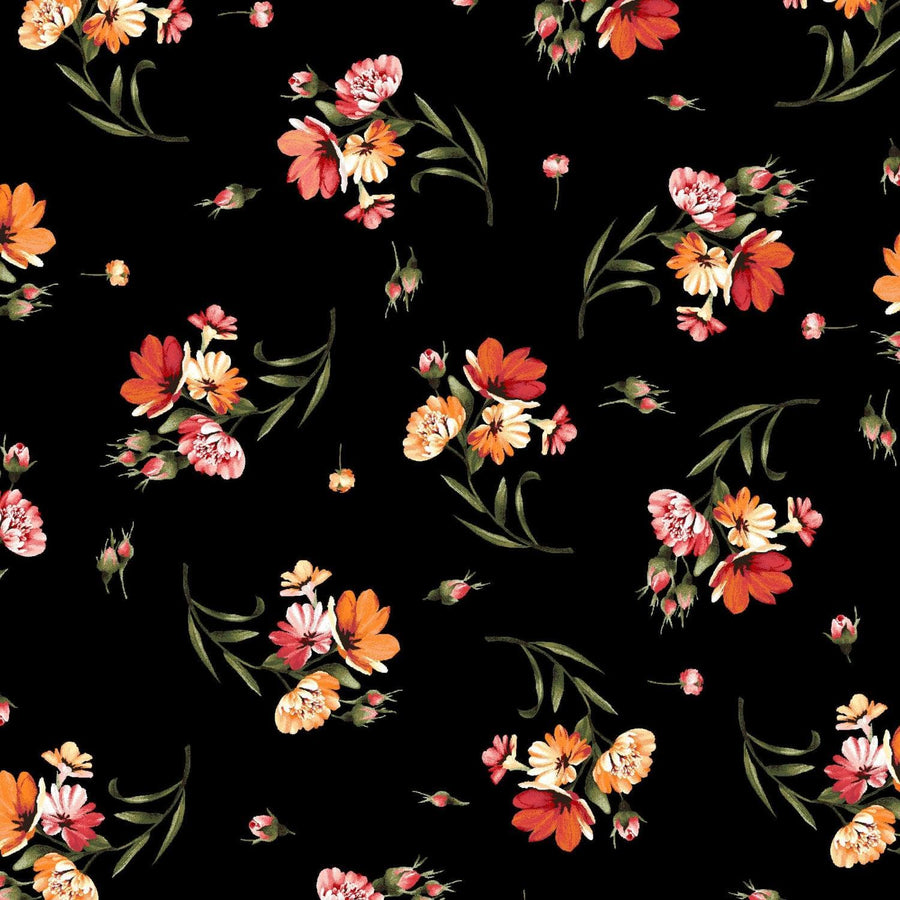 Harvest Rose Flannel - Tossed Black MASF10632-J