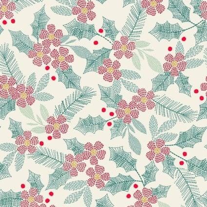 Holiday Stitches - Stitched Holly Cream MAS11172-E