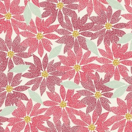 Holiday Stitches - Stitched Poinsettia Cream MAS11171-E
