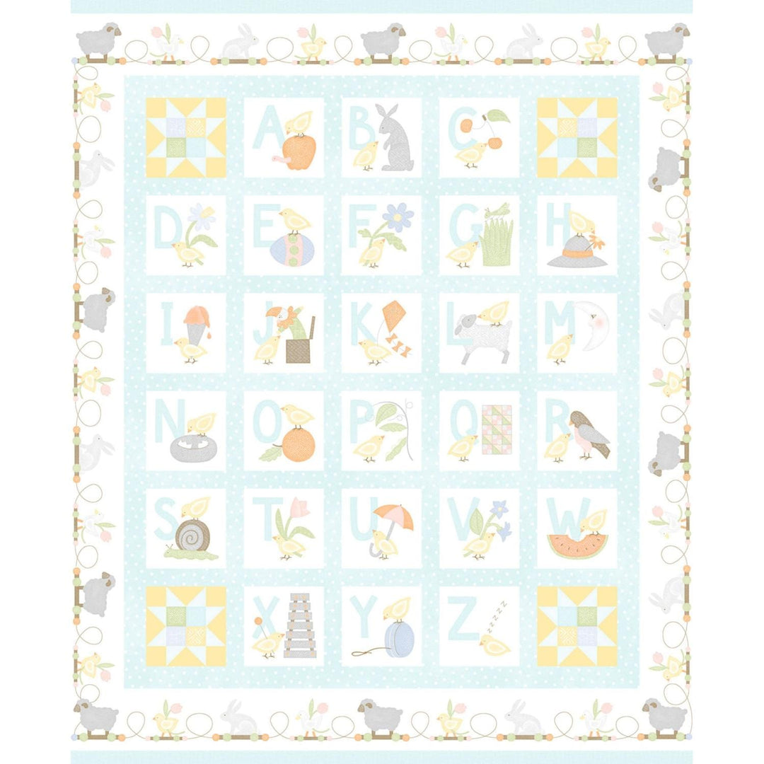 Little Chicks Flannel - Alphabet Panel Blue MASF10560-Q