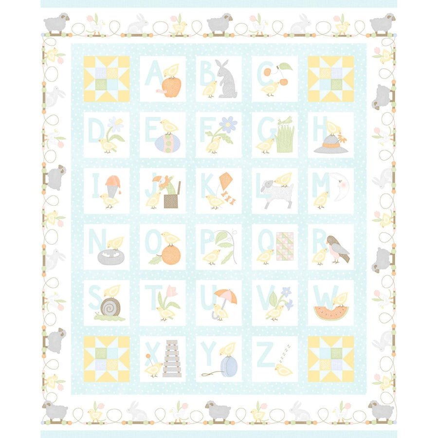 Little Chicks Flannel - Alphabet Panel Blue MASF10560-Q