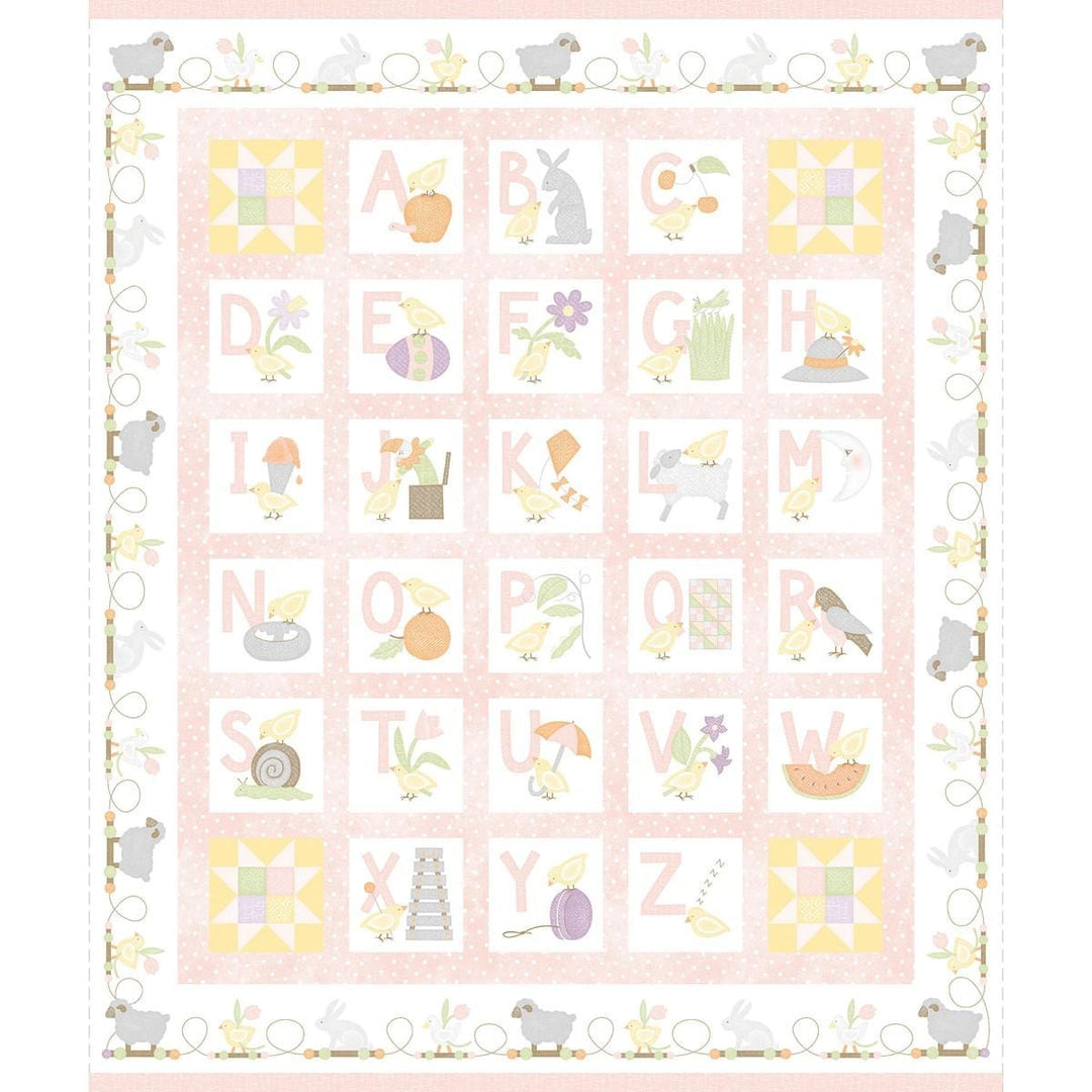 Little Chicks Flannel - Alphabet Panel Pink MASF10560-P