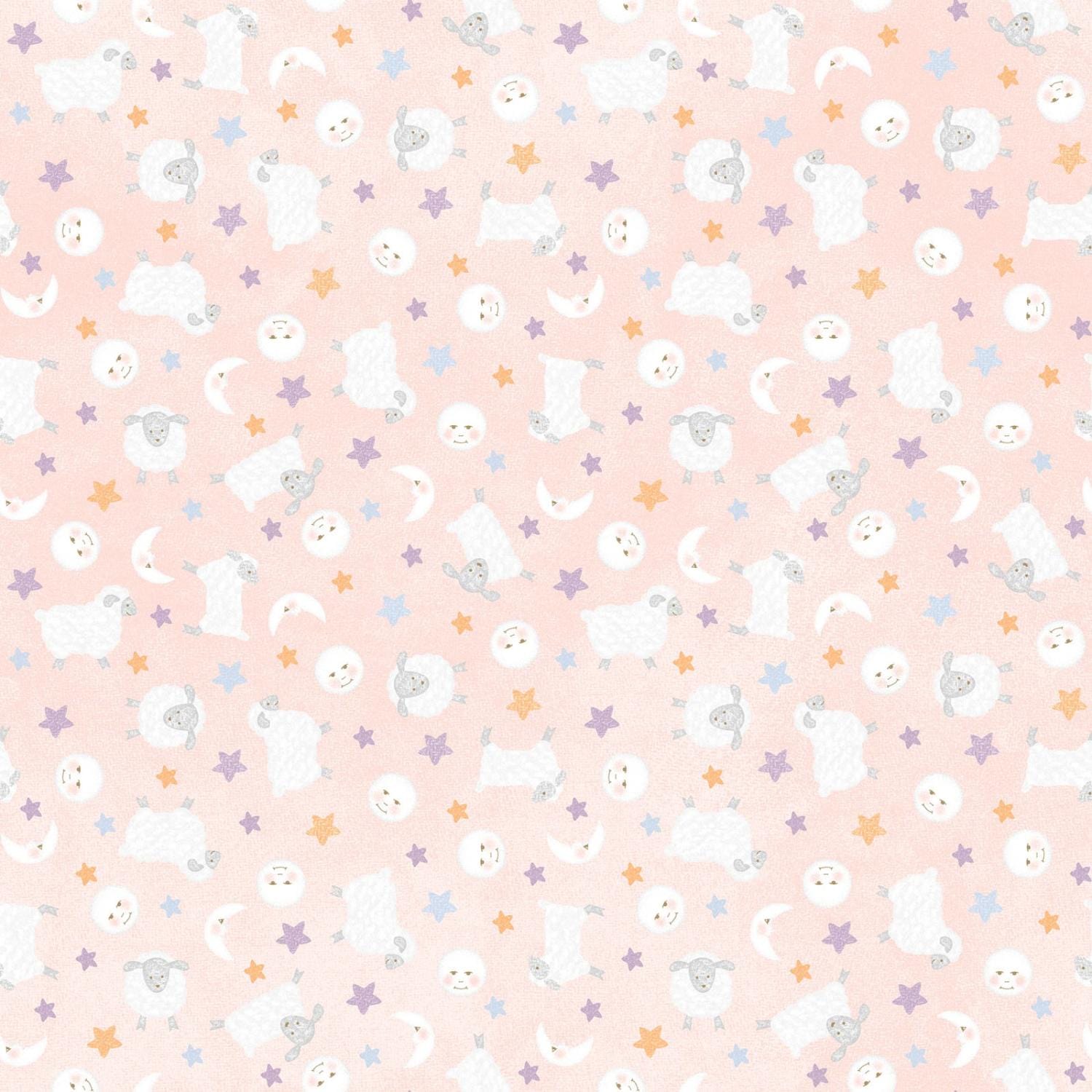 Little Chicks Flannel - Lambies & Moon Pink MASF10564-P