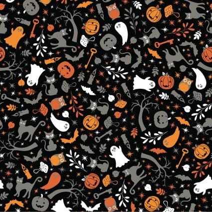 Pumpkins & Potions - Cats & Ghosts Black MAS10571-J