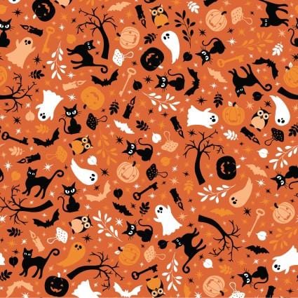 Pumpkins & Potions - Cats & Ghosts Orange MAS10571-O