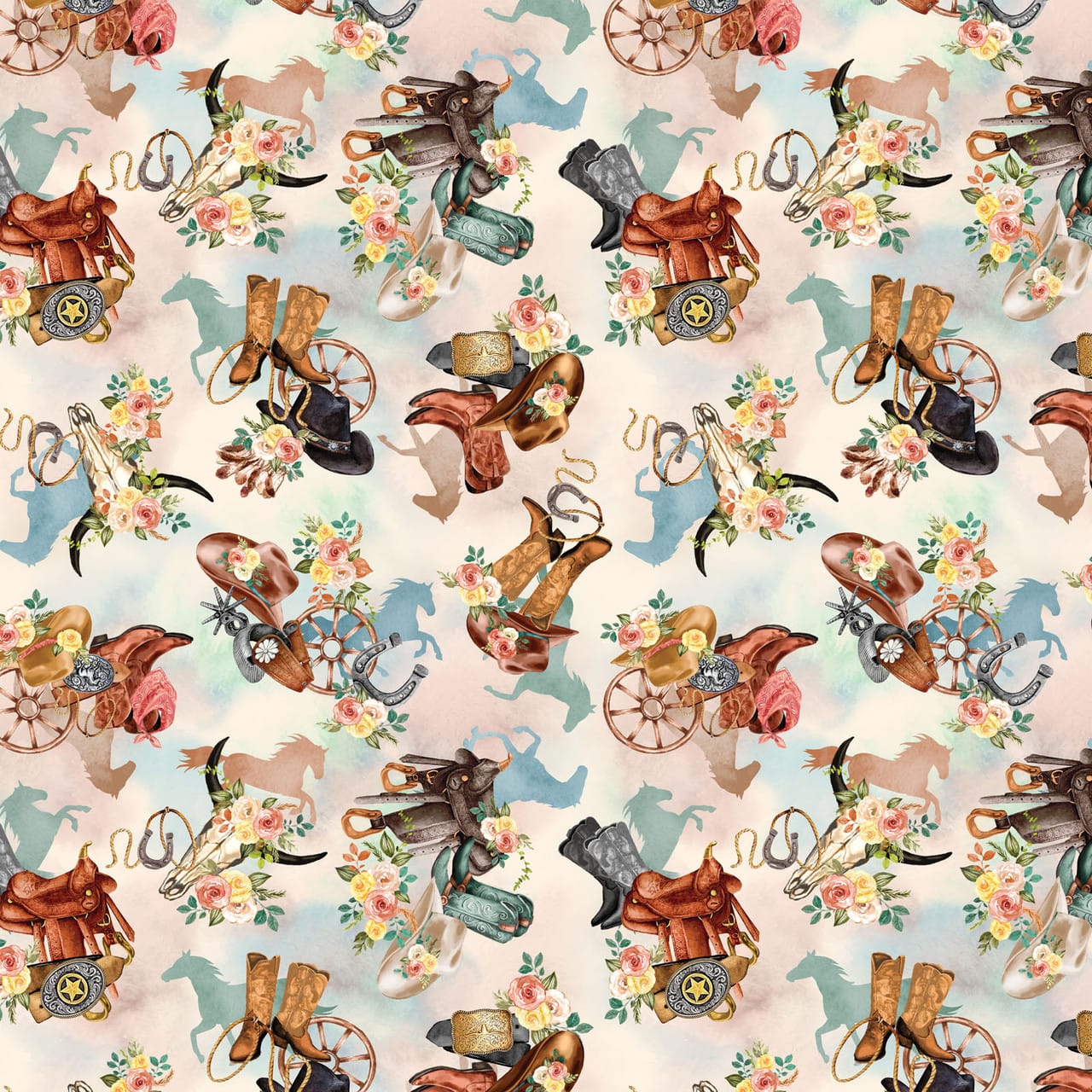 Western Motifs Multi - Gone country BEN14807-99