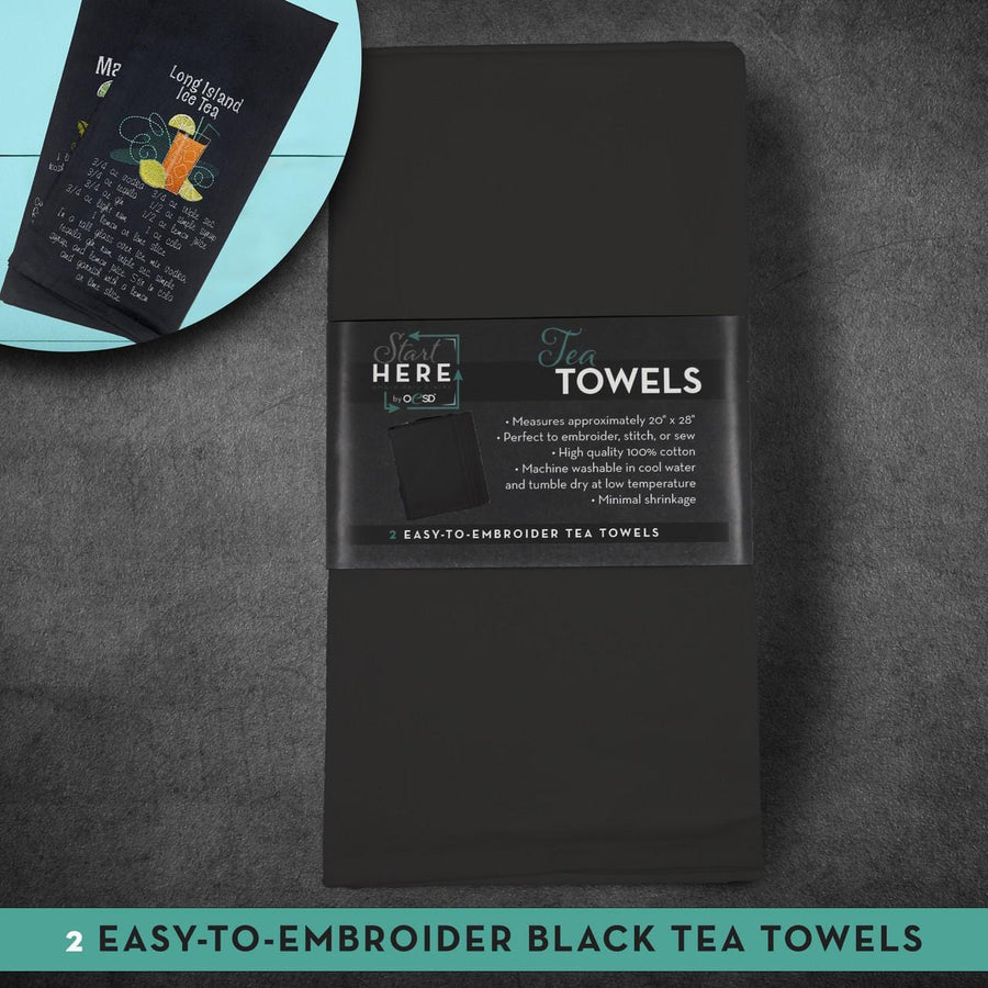 OESD - Black Tea Towels 2pk TFH27374BLK