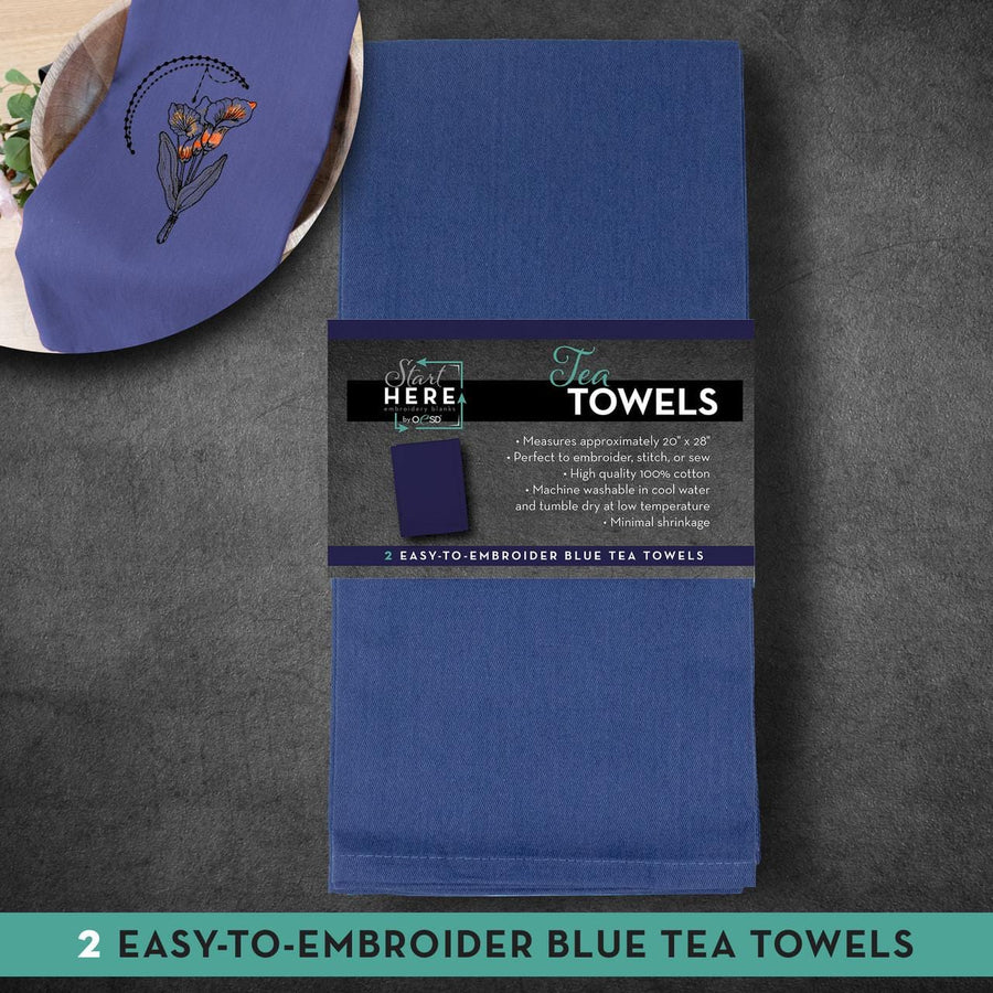 OESD - Blue Tea Towels 2pk TFH13553BLUE