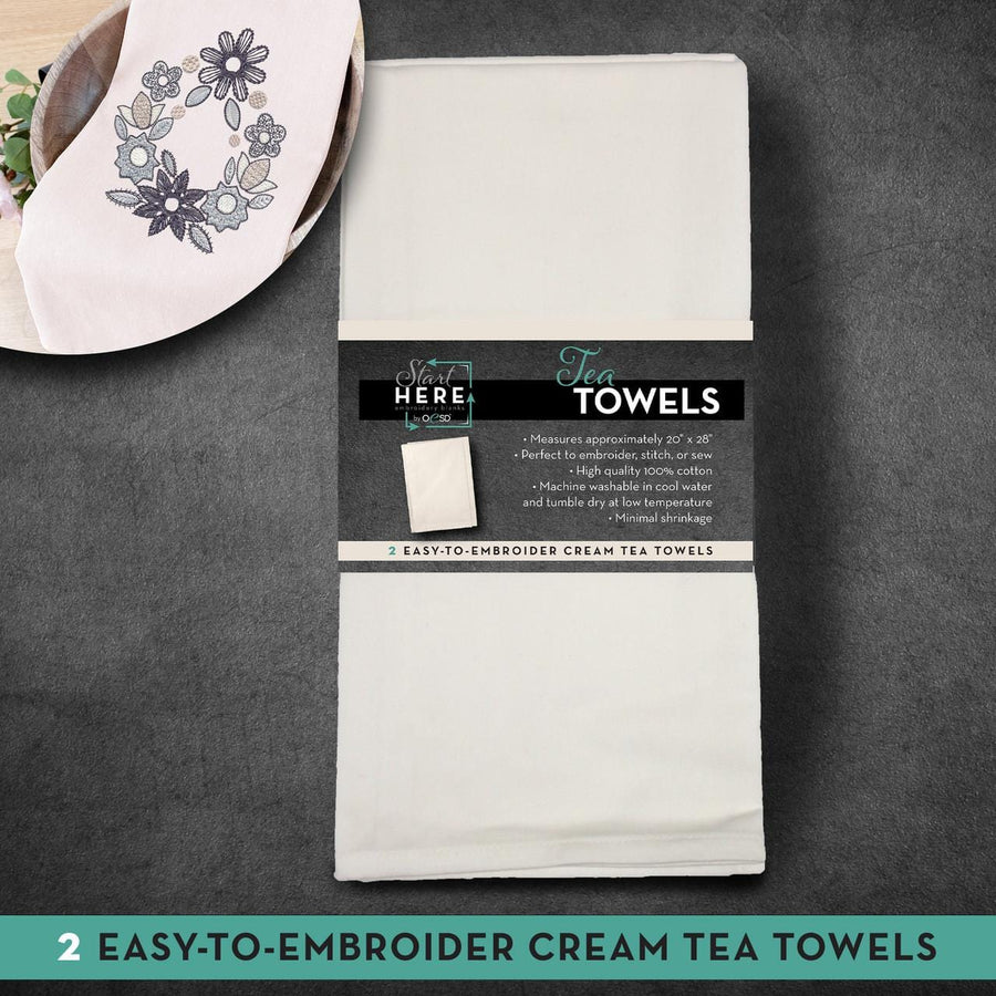 OESD - Cream Tea Towels 2pk TFH28704CRE