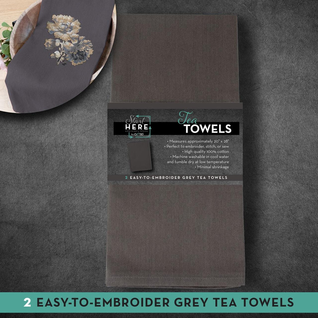 OESD - Grey Tea Towels 2pk TFH19548GRAY