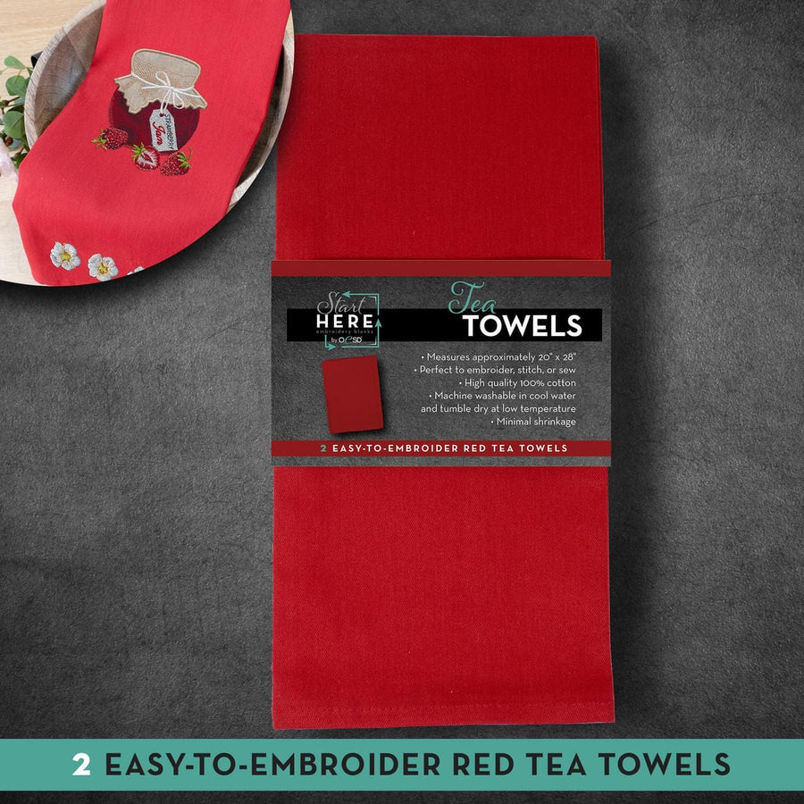 OESD - Red Tea Towels 2pk TFH13560RED